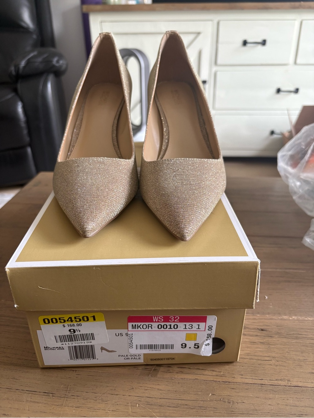 MICHAEL Michael Kors Shimmery Pale Gold Pointed-Toe Pumps